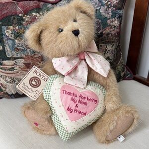 Boyds Plush Teddy Bear with Heart Pillow
